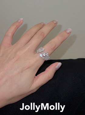 JollyMolly小众设计师925银轻奢生日礼物网红高级感重工翅膀戒指