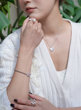 JollyMolly纯银原创生日礼物毛衣链小众设计镭射爱心系列项链