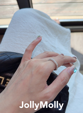 JollyMolly小众设计师925银轻奢生日礼物网红重工花朵满钻戒指