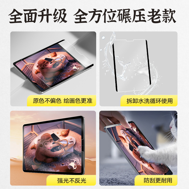 倍思2024新款ipadPro类纸膜适用air5/6苹果13磁吸式2022可拆卸11寸mini6手写4磨砂9纸质3手绘2021平板10贴膜8-图3