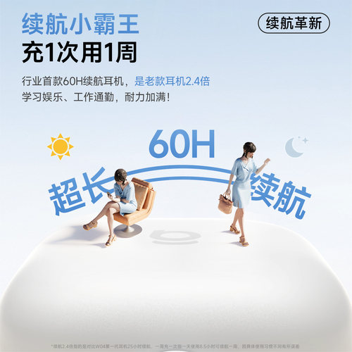 [政府补贴15%]倍思w04蓝牙耳机无线半入耳式降噪2026新款超长续航 - 图1