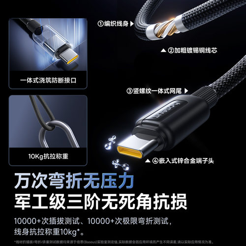 倍思Typec三合一数据线充电线器车载一拖三60W快充100适用苹果16Pro小米type头接口转双C口一拖二多功能电器 - 图3