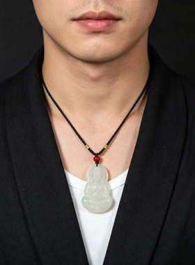 本命年男戴观音女戴佛天然玉石吊坠情侣款礼盒装生日情人节送礼