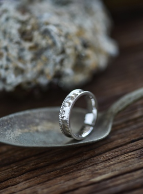 水波纹简约基础款纯银戒指情侣银戒开口活口女款可调节送礼饰品