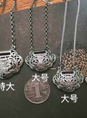 s925镂空复古锁泰银毛衣链