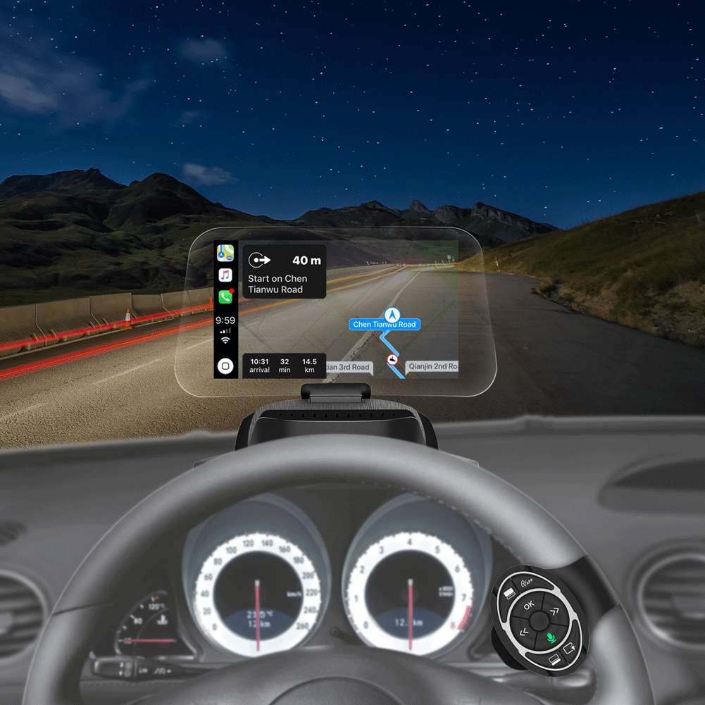 通用蓝牙无线苹果Carplay车载智能HUD抬头显示导航听歌遥控器控制 - 图2