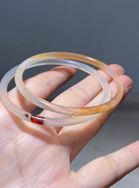 纤纤素手4mm天然冰透玉髓镯女款