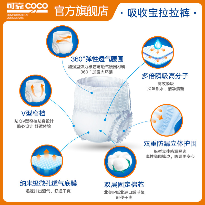 可靠吸收宝成人拉拉裤老年人尿布 可靠成人用纸尿护理用品