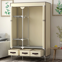 Simple wardrobe modern minimalist cloth art wardrobe steel tube plus coarse reinforcement economy type rental room with containing hanging wardrobe