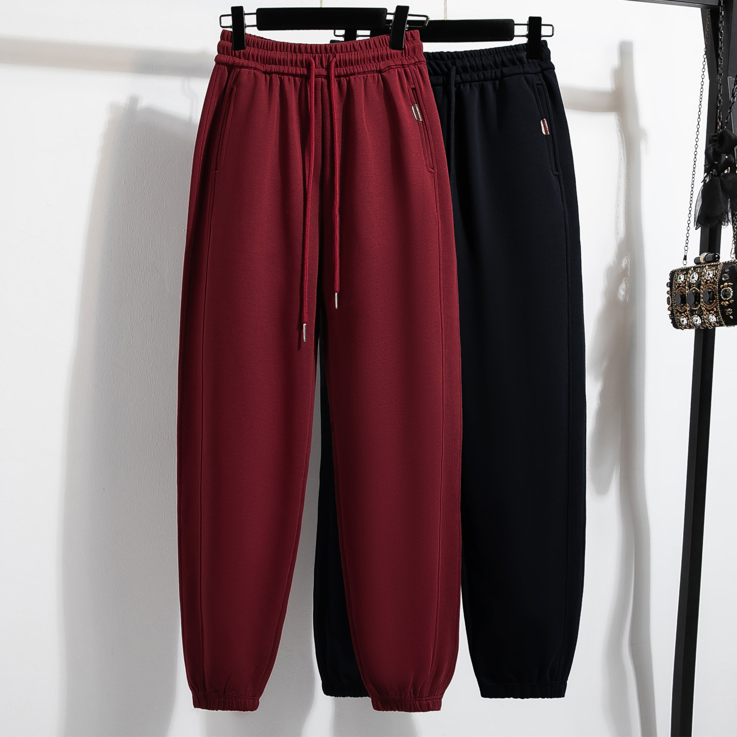 克莱因蓝加绒裤子卫裤女秋冬加厚保暖宽松高腰显瘦束脚灯笼运动裤,淘宝优惠券,粉丝福利购,淘宝优惠卷