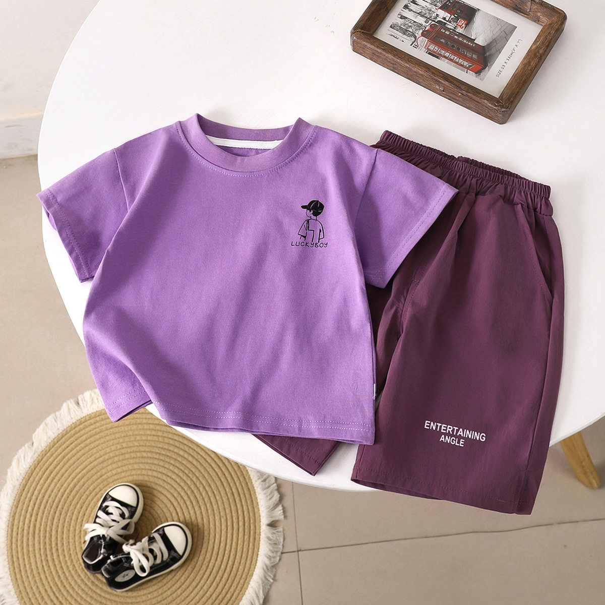 儿童夏季新款男童短袖套装宽松T恤上衣动漫印花时尚潮流宝宝童装,淘宝优惠券,粉丝福利购,淘宝优惠卷