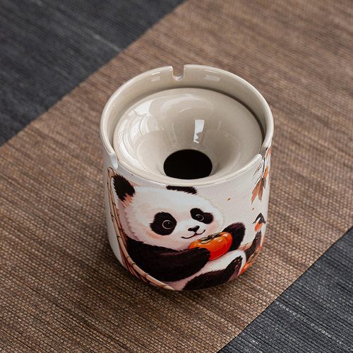 创意陶瓷烟灰缸带盖防风家用客厅时尚个性大号高级办公室复古烟缸 - 图2