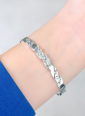 碎冰冰莫比乌斯纯银手镯女9999足银实心小众银镯子高级感手饰礼物