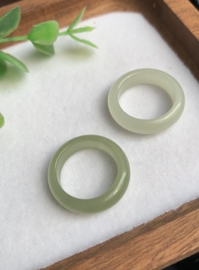 天然和田玉戒指青海料戒圈