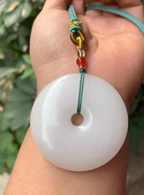 新疆白玉平安扣吊坠挂件玉坠