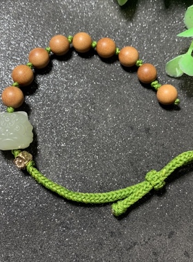 和田玉醒狮手链手工编织和田玉小狮子手绳瑞兽事事如意手链送证书