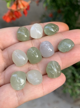 天然和田玉通孔貔貅小提溜吞金兽仿古瑞兽diy手串手机链配饰