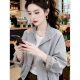 Spring Korean style stand collar slim striped patchwork jacket for women