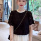 ເສື້ອຍືດແຂນສັ້ນ lace collar lace temperament ຂະຫນາດໃຫຍ່ຂອງແມ່ຍິງ