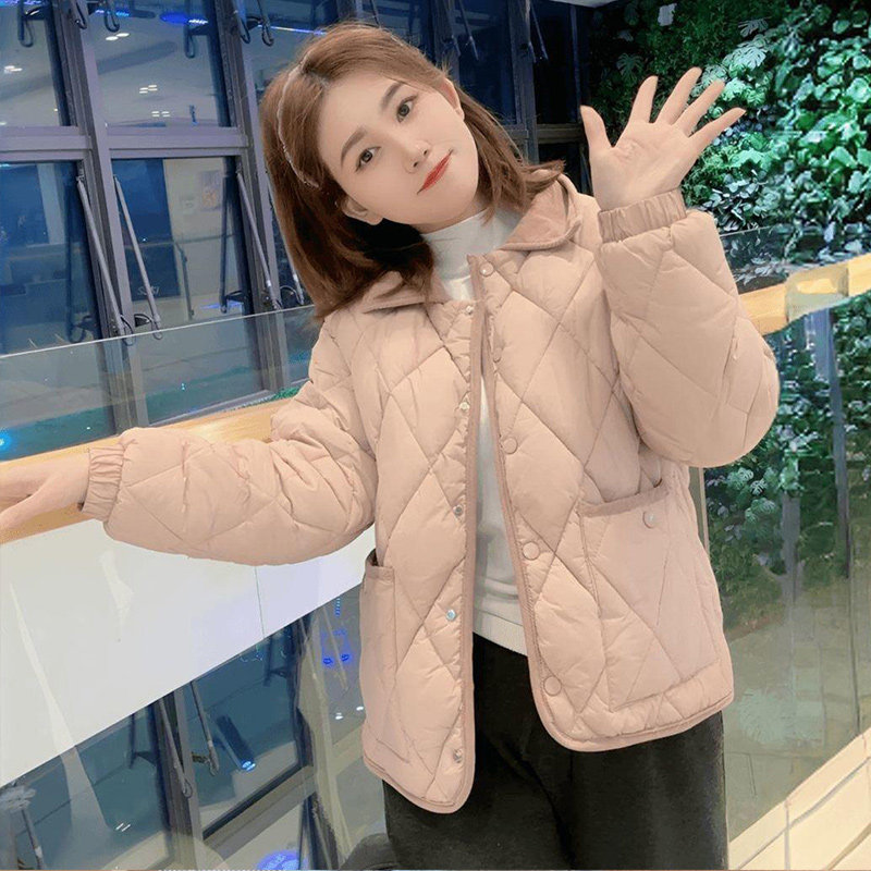 小香风菱格羽绒棉服女士2025冬季新款小个子棉袄外套轻薄保暖棉衣,淘宝优惠券,粉丝福利购,淘宝优惠卷