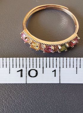 缘绘凤仪 碧线S925银镀玫瑰金镶嵌 碧玺开口戒指生石3mm