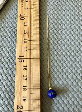缘绘凤仪 天然5A青金石南瓜珠 925银镀金长耳线