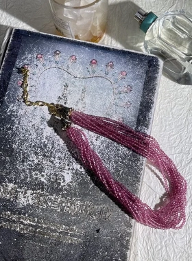 Vintage中古 多层扭扭水晶精致轻奢大气百搭款锁骨链