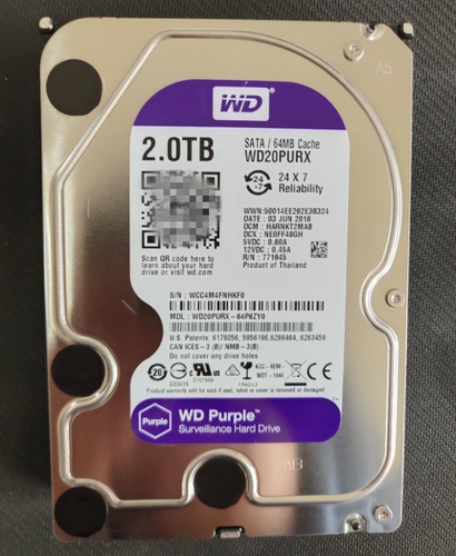 WD西数WD20PURX 2T台式机硬盘2000G硬盘2TB紫盘西数监控硬盘 - 图0