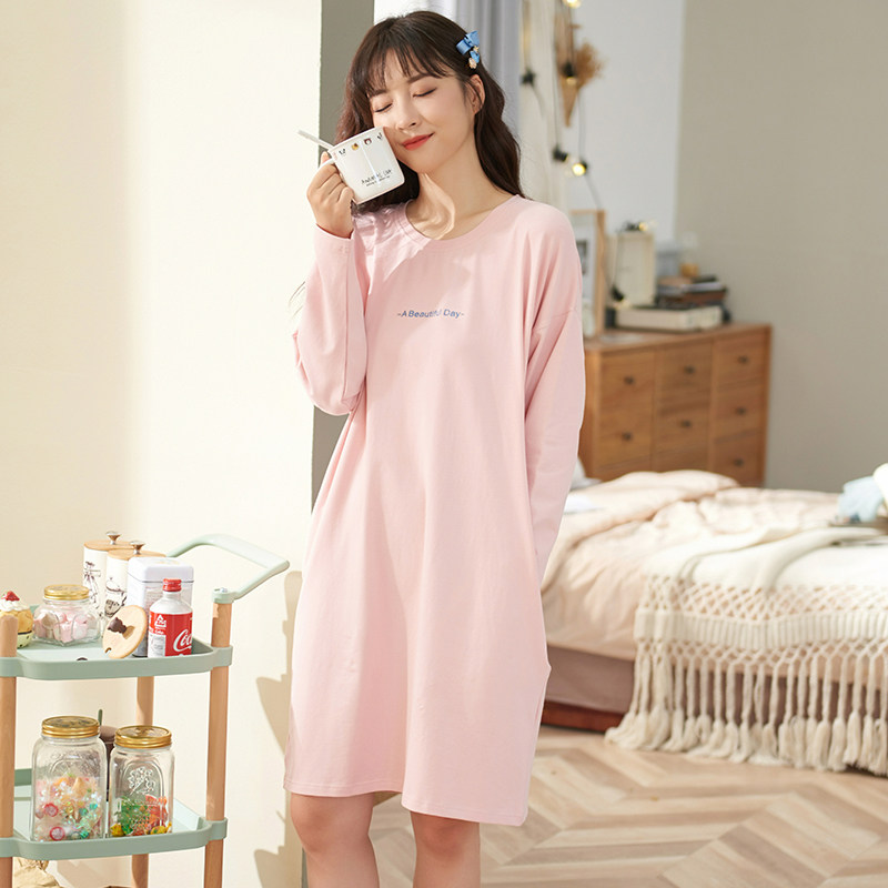 芬腾2020薄款长袖套头休闲宽松睡裙 芬腾广东睡裙