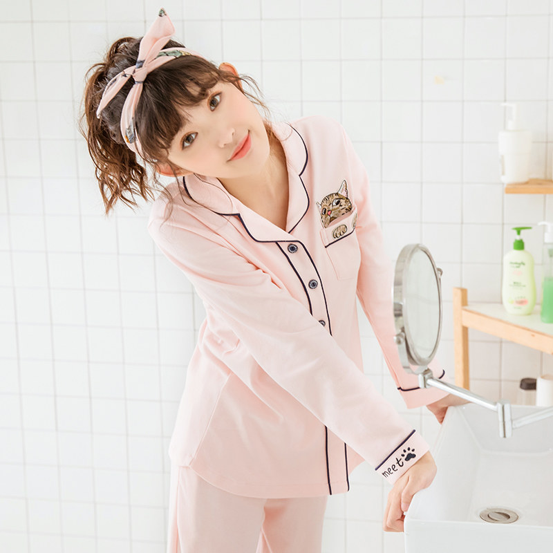 芬腾2020春秋新款纯棉可爱甜美睡衣 芬腾广东睡衣/家居服套装