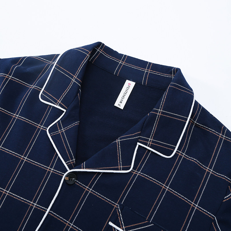 芬腾男士纯棉长袖条纹秋冬季睡衣 芬腾广东睡衣/家居服套装