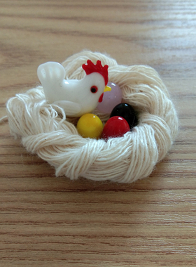 生肖鸡动物微景观蘑菇玻璃工艺品