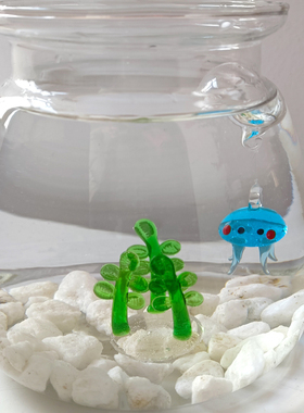 创意手工玻璃水母小鸡漂浮球装饰鱼缸水族斗鱼造景乌龟海豹小摆件