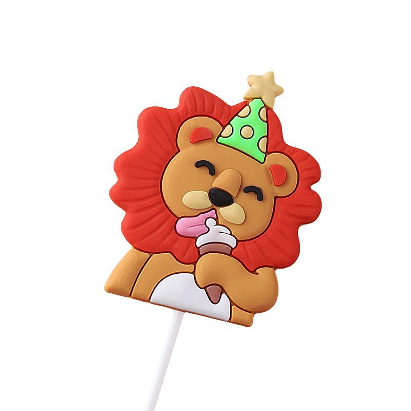 狮子座蛋糕装饰摆件小可爱卡通软胶小狮子儿童生日甜品台插件插牌