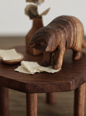 木猫摆件原创纯手工雕刻