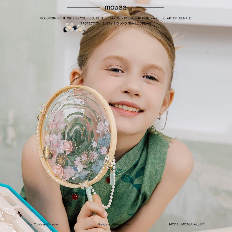 Mobee非遗漆扇子DIY手工作扇礼盒自制8岁女孩六一儿童节生日礼物,淘宝优惠券,粉丝福利购,淘宝优惠卷