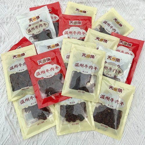 天一角牛肉片手撕黑牛肉干五香蜜汁500g小包装温州特产湖岭牛肉干 - 图2