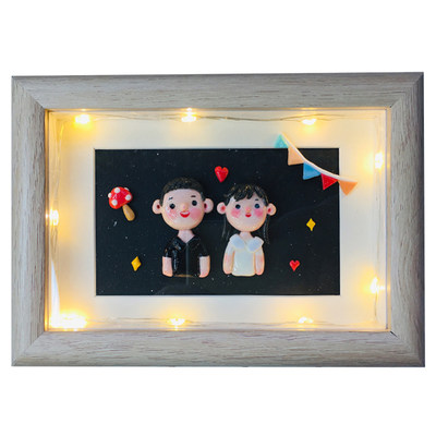 Pp手作diy粘土相框材料包送情侣男朋友毕业结婚圣诞手工情人礼物 虎窝淘