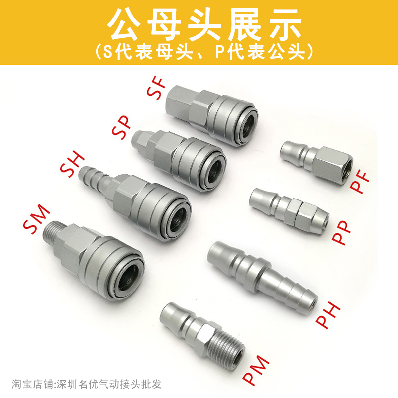 SABO萨博气动快速接头C式全钢自锁空压机气泵气管接头8mm公母接 - 图0