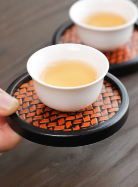 大漆重竹手工隔热杯垫壶垫