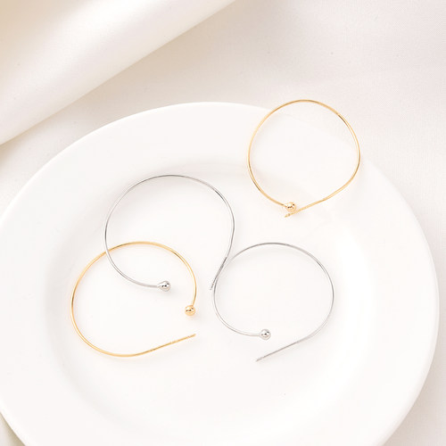 14K包金保色超细可串珠C形耳圈手工diy耳饰白金色耳挂耳环材料 - 图0