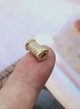 diy白色锆石项坠镀金配饰桶珠