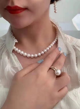 西班牙皇室名媛强光大珍珠戒指