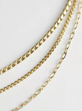 INS风法式小众设计简约酷飒百搭金色链条三层混搭项链 女友礼物