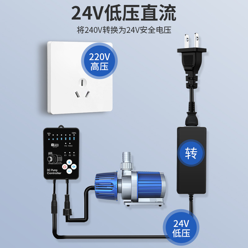 yee鱼缸变频水泵超静音低压潜水泵过滤抽水循环泵水陆两用底吸泵