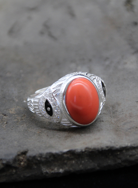 民族风925纯银蒙古风男士戒子