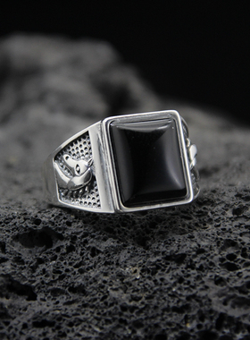 蒙古马图腾925银做旧精神戒指