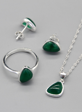 蒙古族绿松石纯银首饰