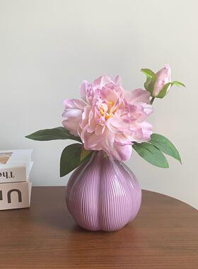 紫牡丹花仿真花客厅轻奢装饰