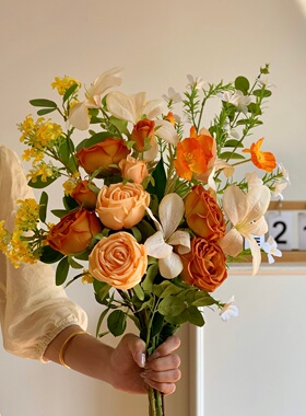 仿真花玫瑰花束火焰兰虞美人假花